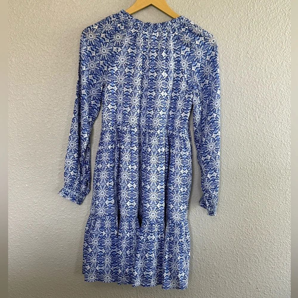 NWT Vineyard Vines Girl's Tessa Tiered Dress Size Large(16) Carribean Tile Blue